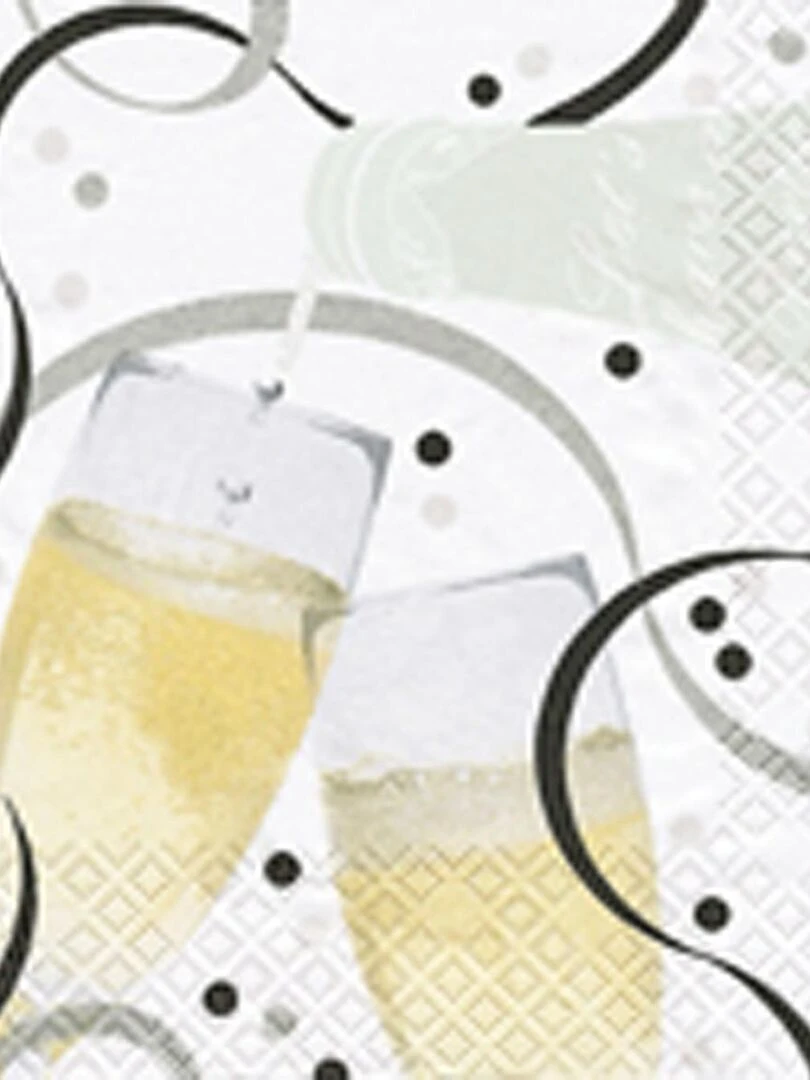 Lot de 20 serviettes papier flute de champagne Multicolore