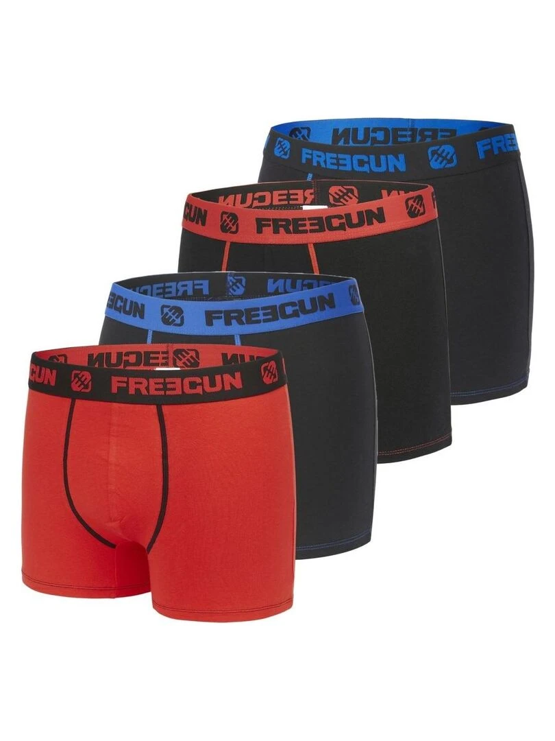Lot de 4 boxers garçon en Coton Freegun Noir