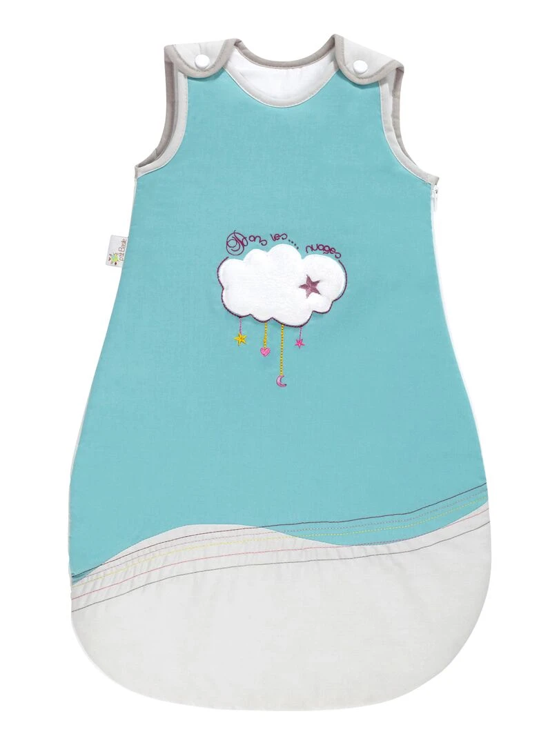 Gigoteuse douillette coton Bio toutes saisons 'P'tit Basile' Bleu turquoise