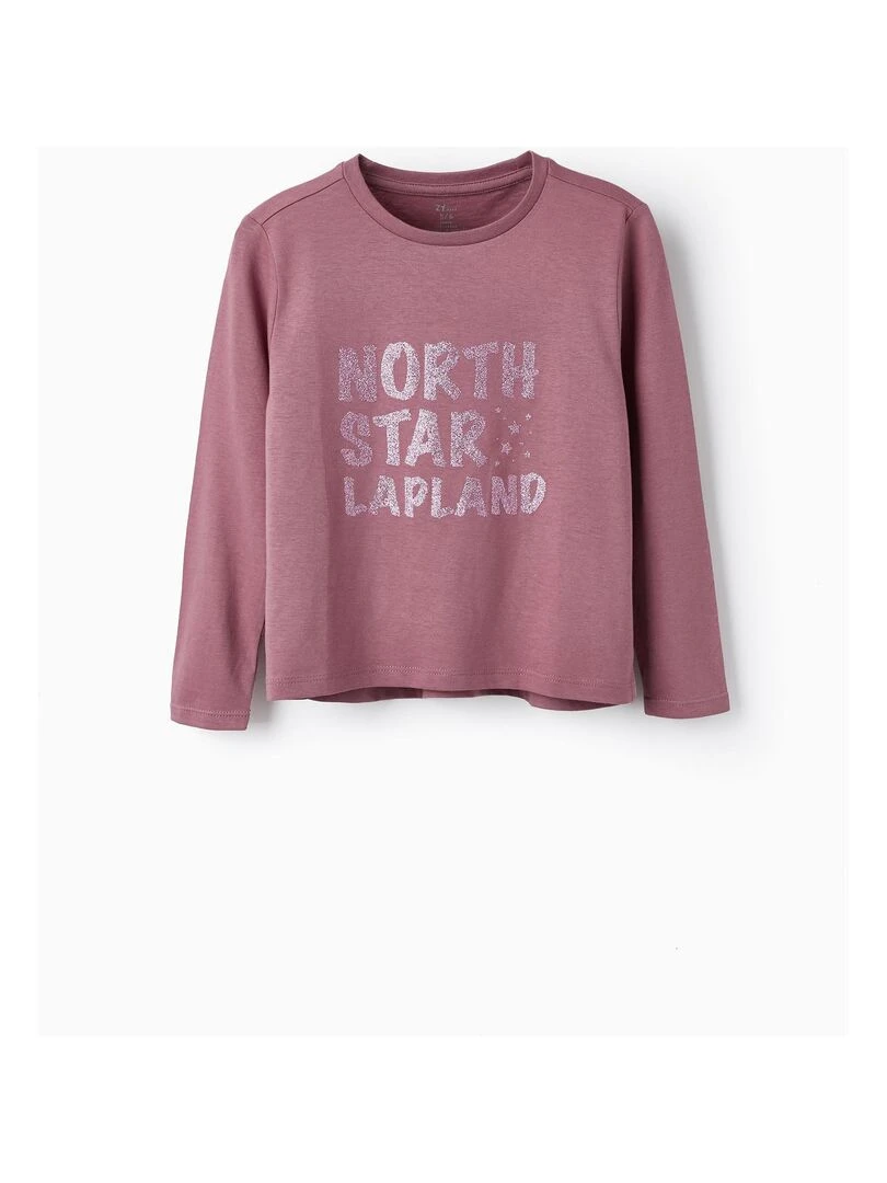 T shirt à manches longues en coton pour fille 'North Star' manches longues NORTHERN CALLING Violet
