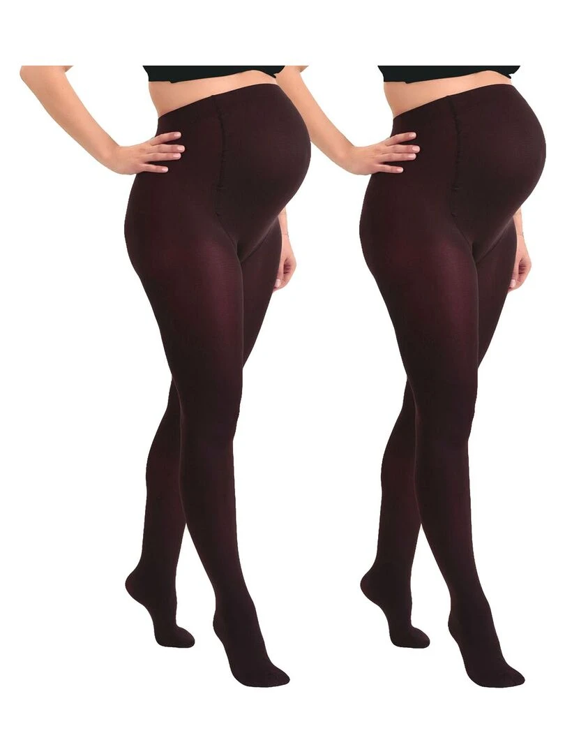 Duo Pack Collants de grossesse opaques confortables 60den Bordeaux