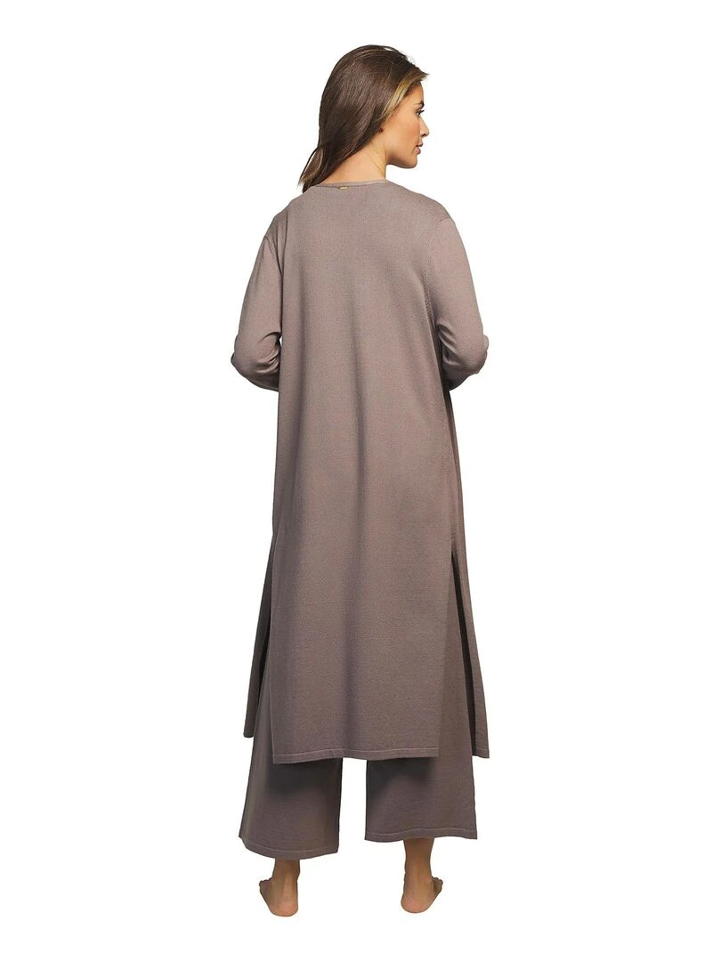 Tenue 3 pièces détente et intérieur pyjama pantalon top veste Tricot Beige