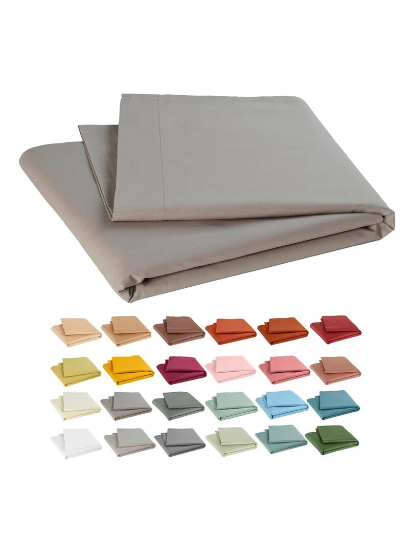 Drap plat pour lit bébé 100% coton Bio 'P'tit Basile' Gris taupe