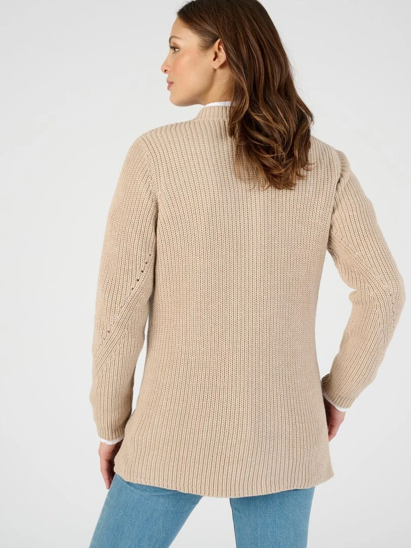 Gilet maille perlée   Damart   Beige gris