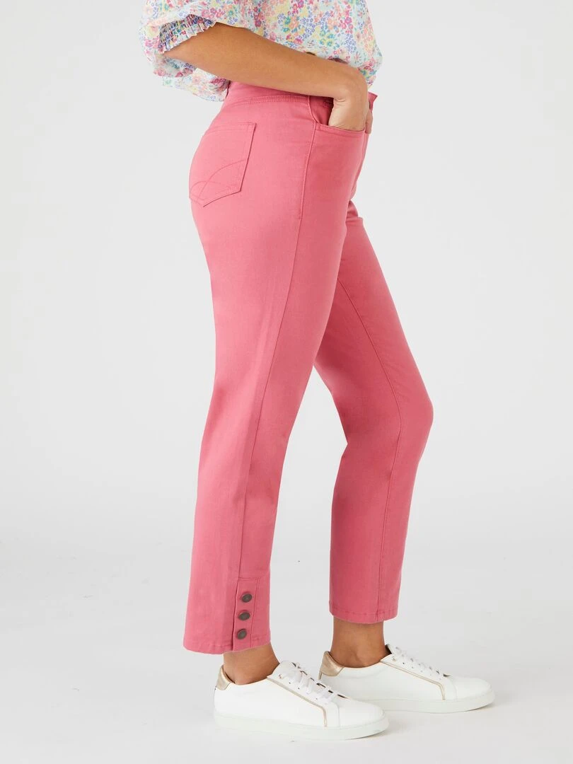 Pantalon 7/8ème boutons bas de jambes   Damart   Rose framboise