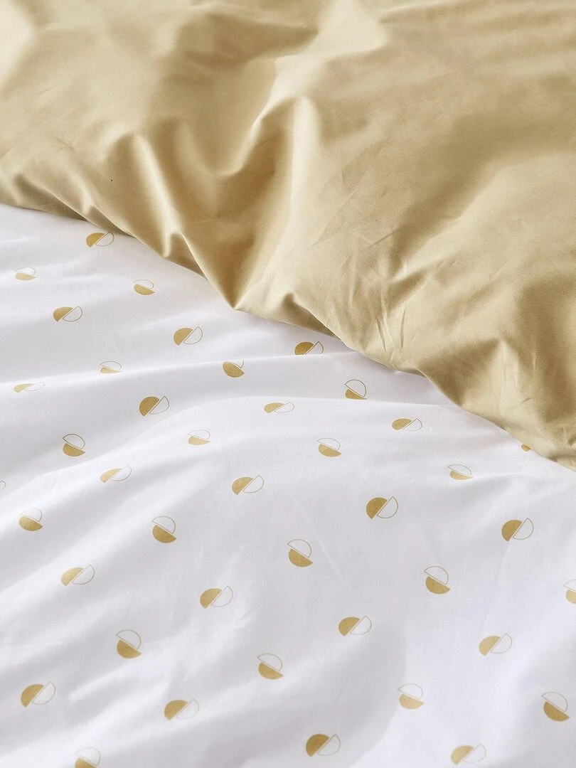 Housse de couette en percale au style géométrique   Beige