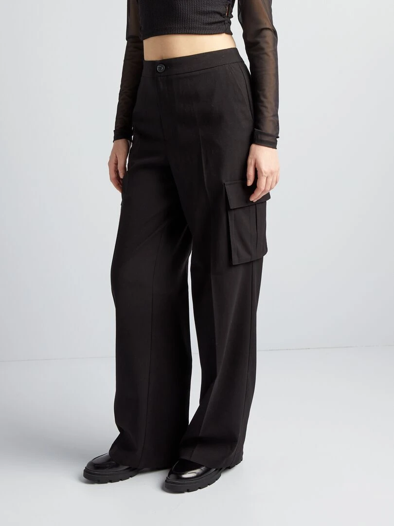 Pantalon fluide multipoches noir