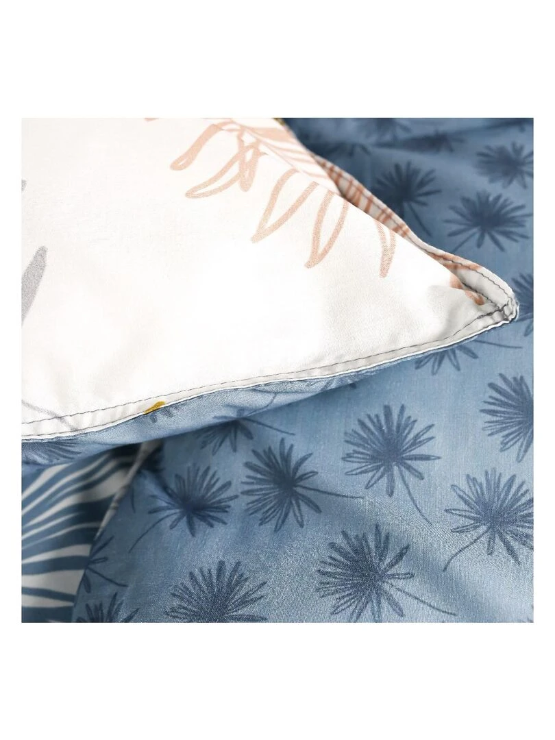 Parure de lit 2 personnes imprimé floral 'SUNSHINE' 'TODAY'   Bleu
