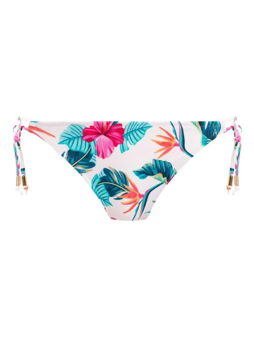 Bas de maillot à nouettes Palm Paradise   Blanc