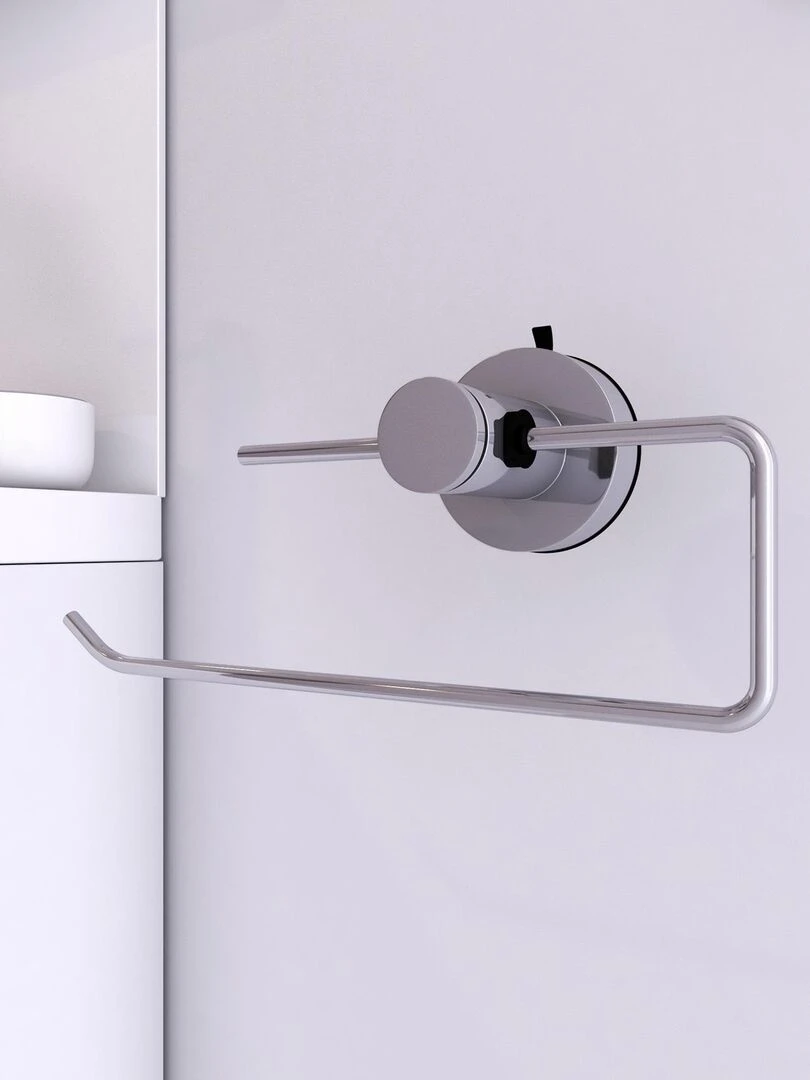 Porte serviette avec barre à ventouse Argent