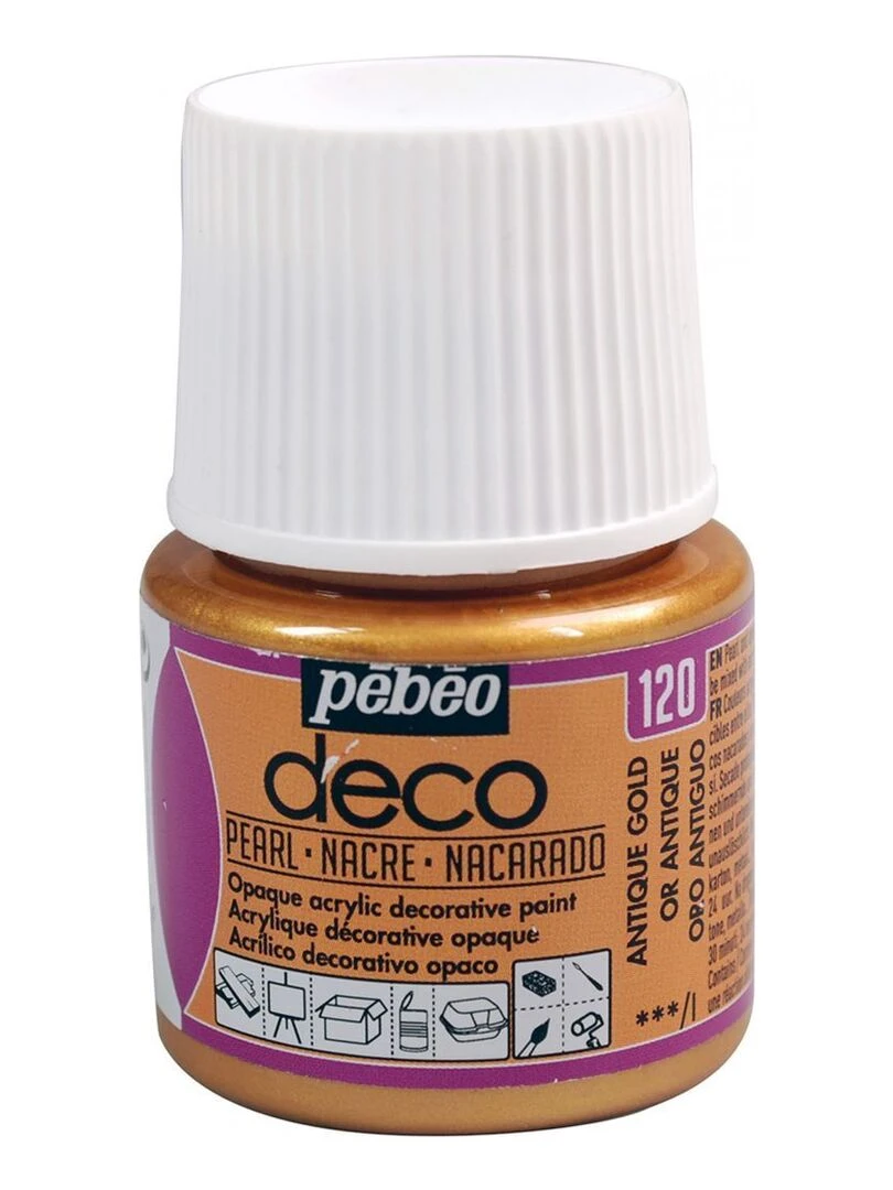 Peinture acrylique opaque nacrée   Or antique   45 ml   N/A