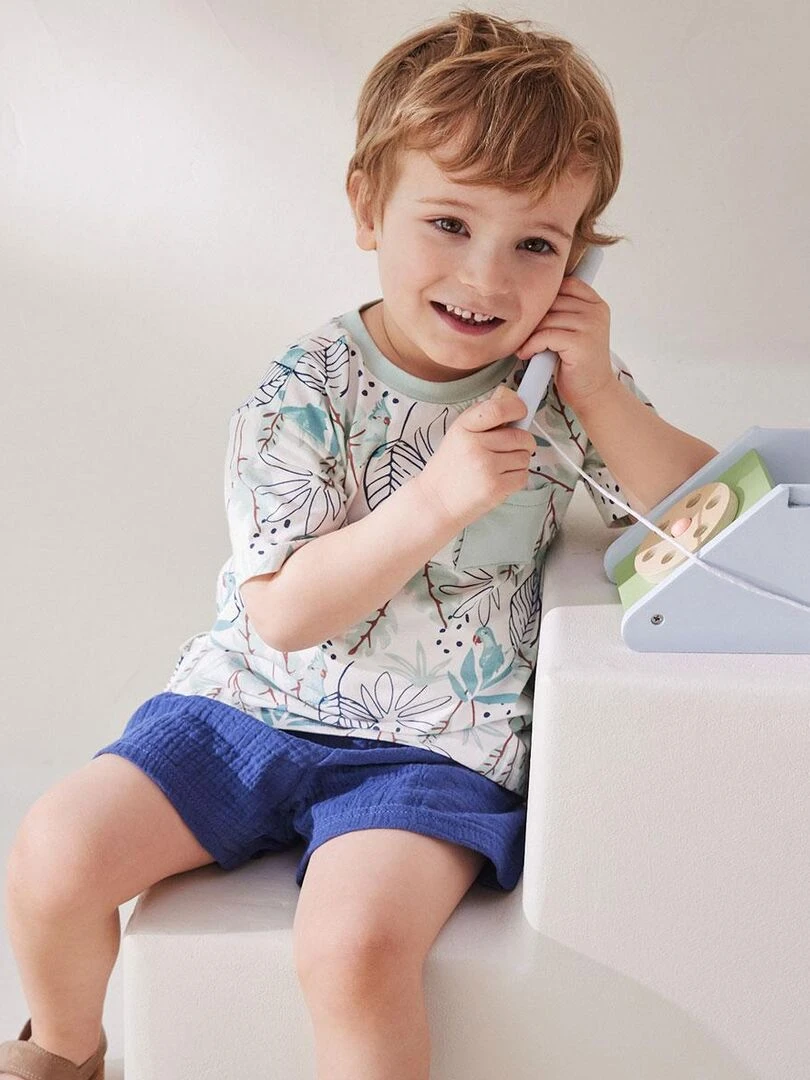 Short bébé en gaze de coton Belem   Bleu