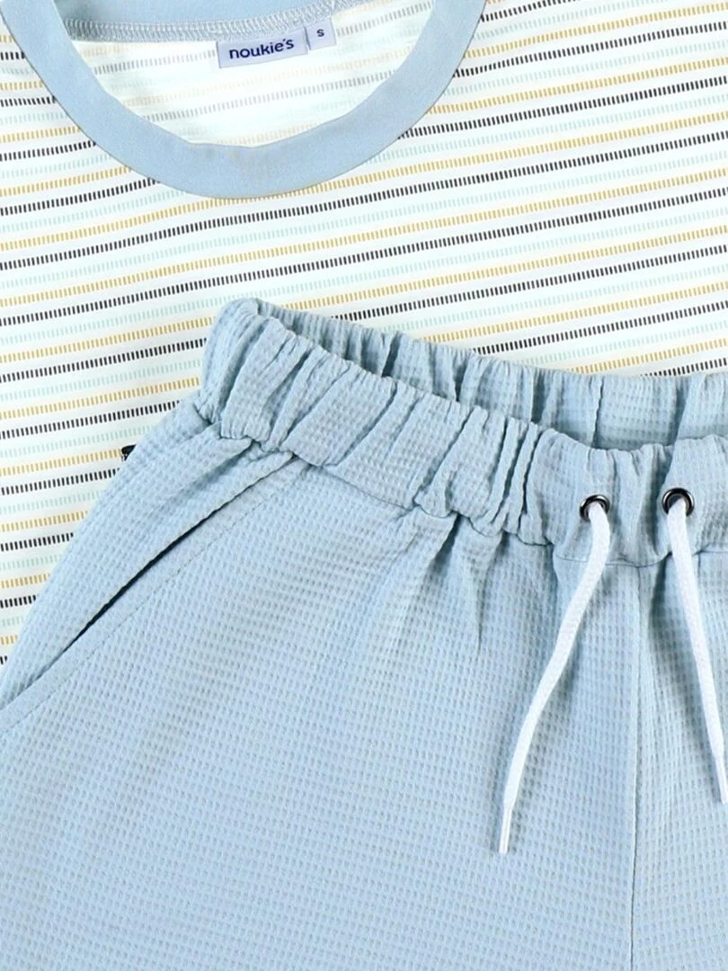 Pyjama 2 pièces rayé papa  aqua/écru   Noukie's   Gris