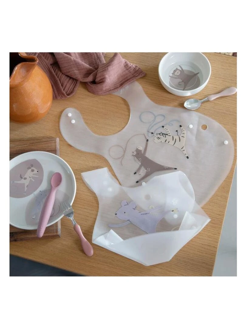 Bavoirs imprimés Teeny Toes (2pcs) Sebra Rose