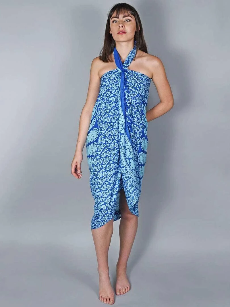 Paréo Batik Mandala Bleu
