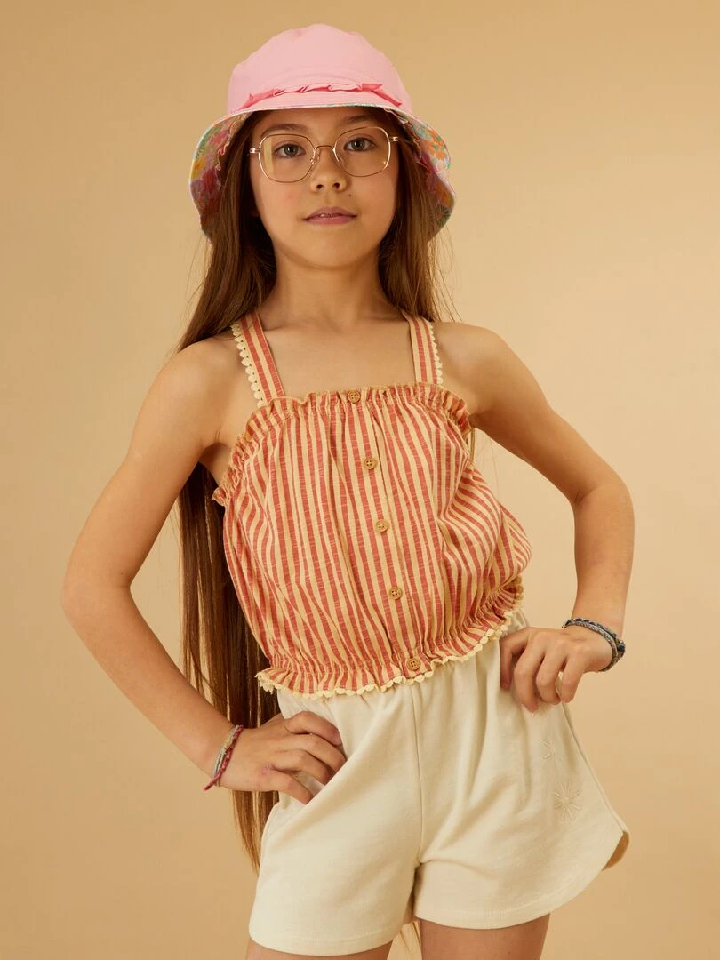 Débardeur rayé   Orange