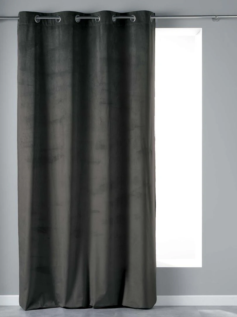 Rideau a oeillets velours Collection Velvetina gris anthracite