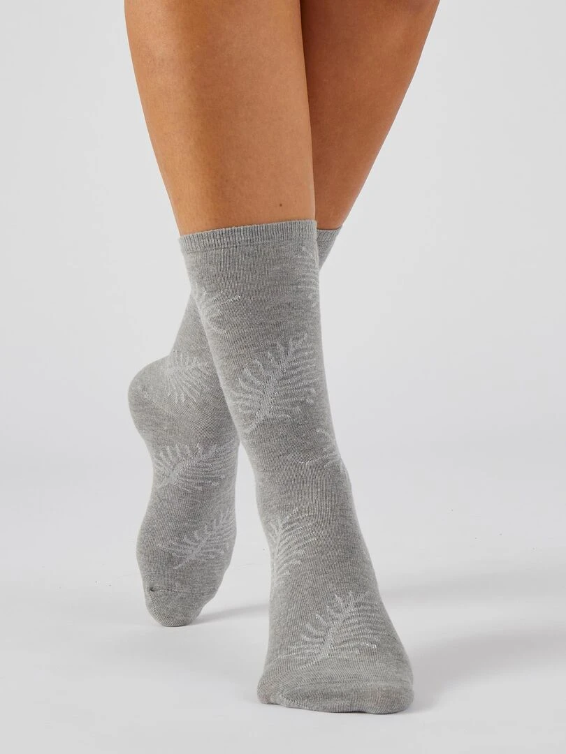 Lot de 2 paires de chaussettes motifs brillants   Damart   Gris chiné