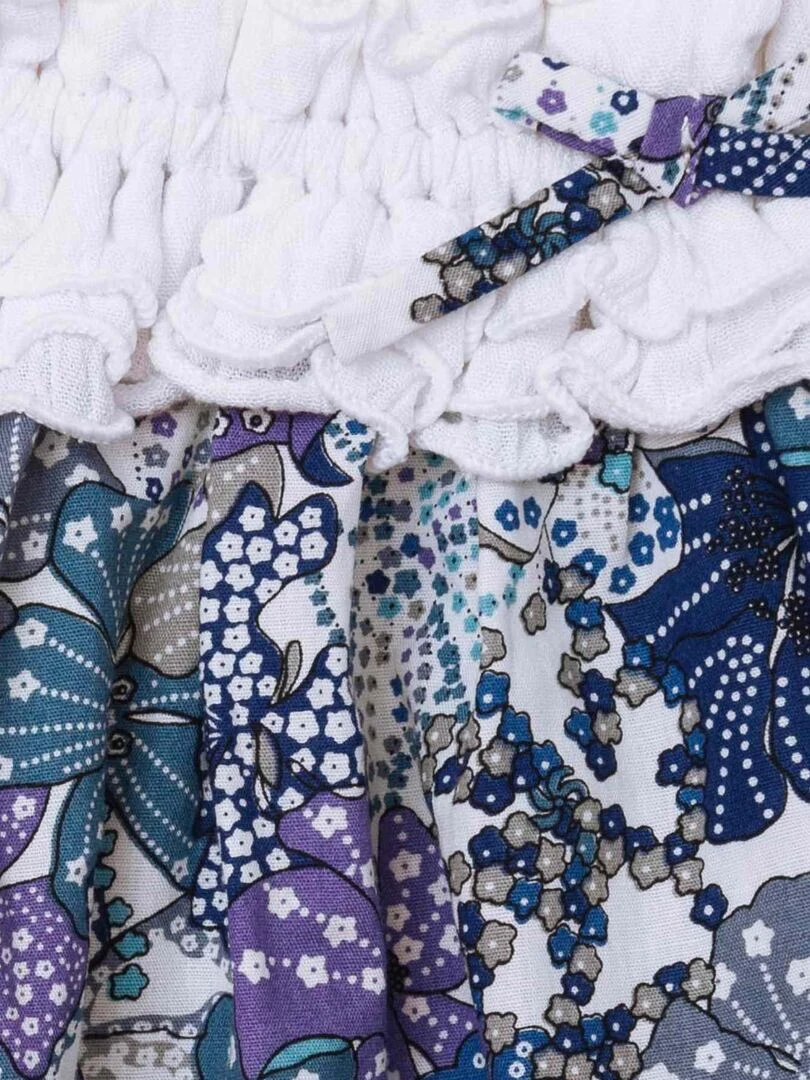 Robe Été Fleurie Liberty Bleu Lilas Fille  MANON   'LA FAUTE A VOLTAIRE'   Bleu Violet clair Bleu