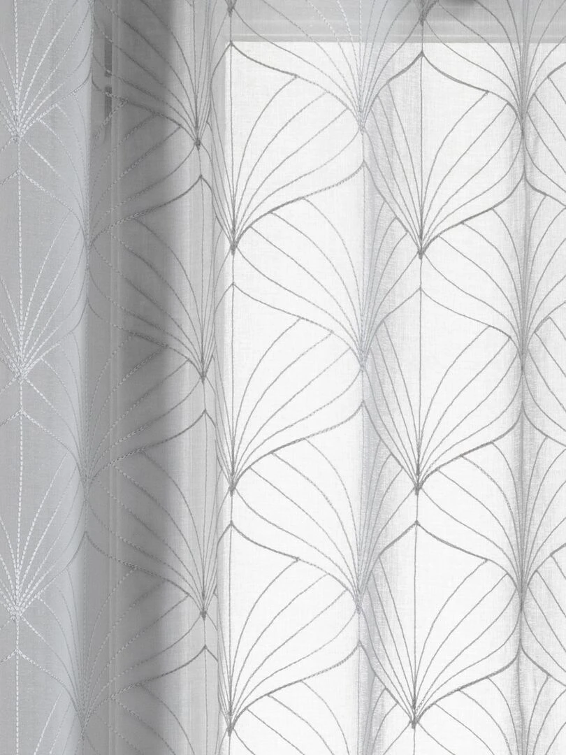 Voilage tamisant brodé Mia   Gris clair