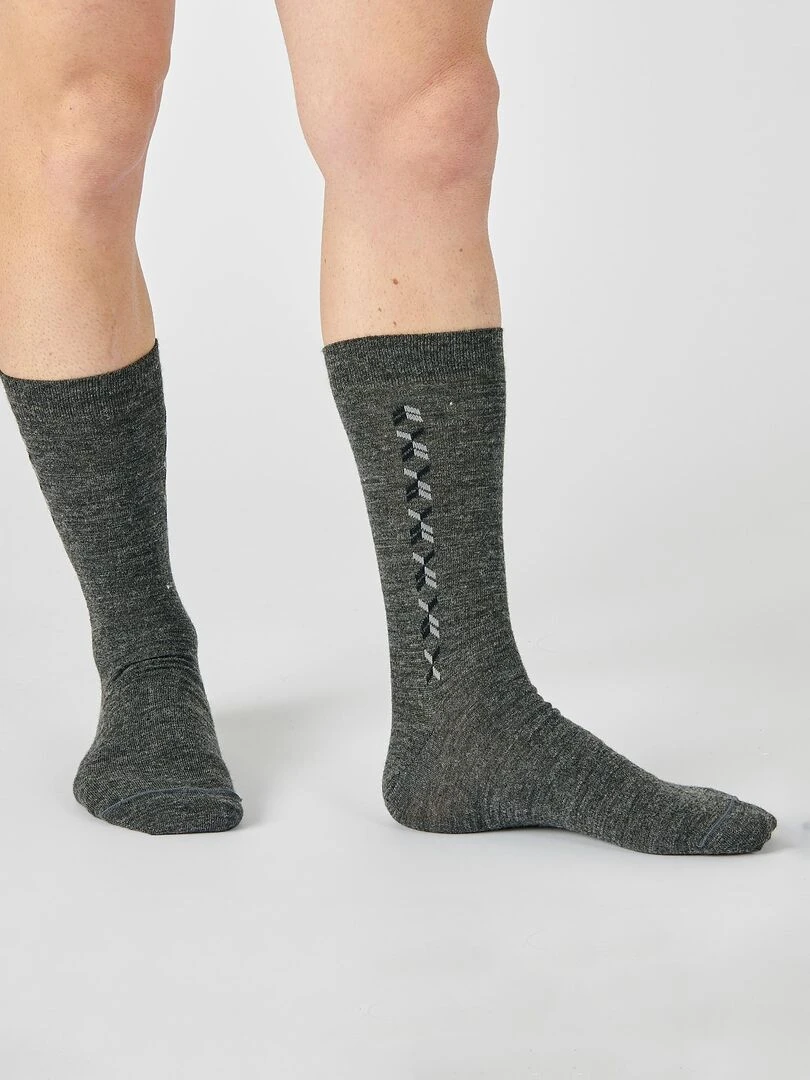Lot de 2 paires de chaussettes maille jersey mélange laine Thermolactyl Damart Gris