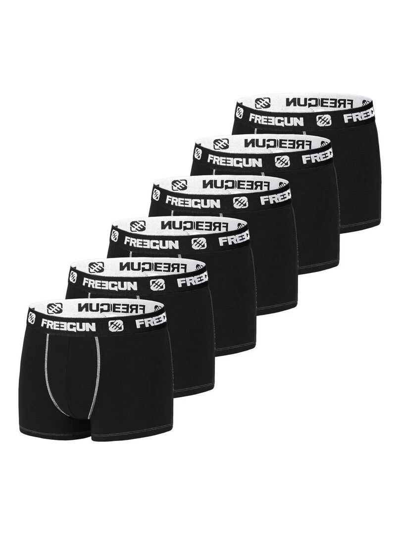 Lot de 6 boxers homme en Coton Freegun Noir