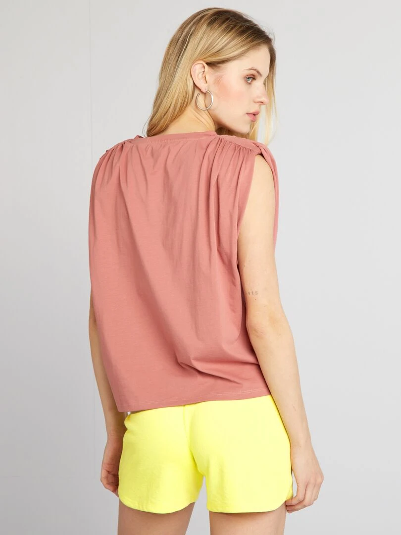 Tee shirt sans manches avec épaulettes   Rose brique
