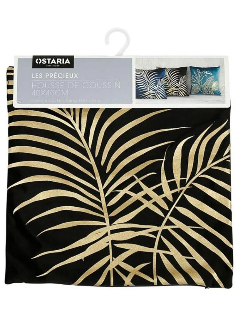 Housse de coussin 40x40 cm Palm black   Noir