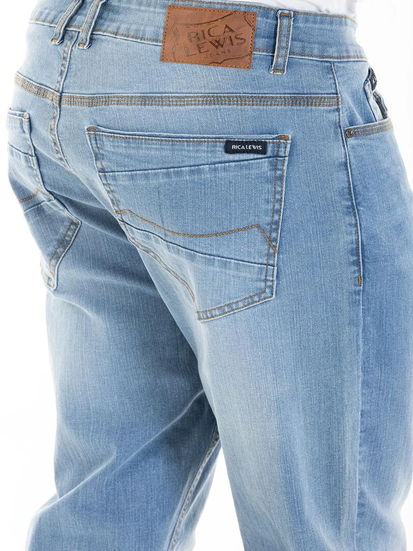 Jeans stretch RL70 Fibreflex® coupe droite tendance denim bleached CARLO 'Rica Lewis'   Bleu