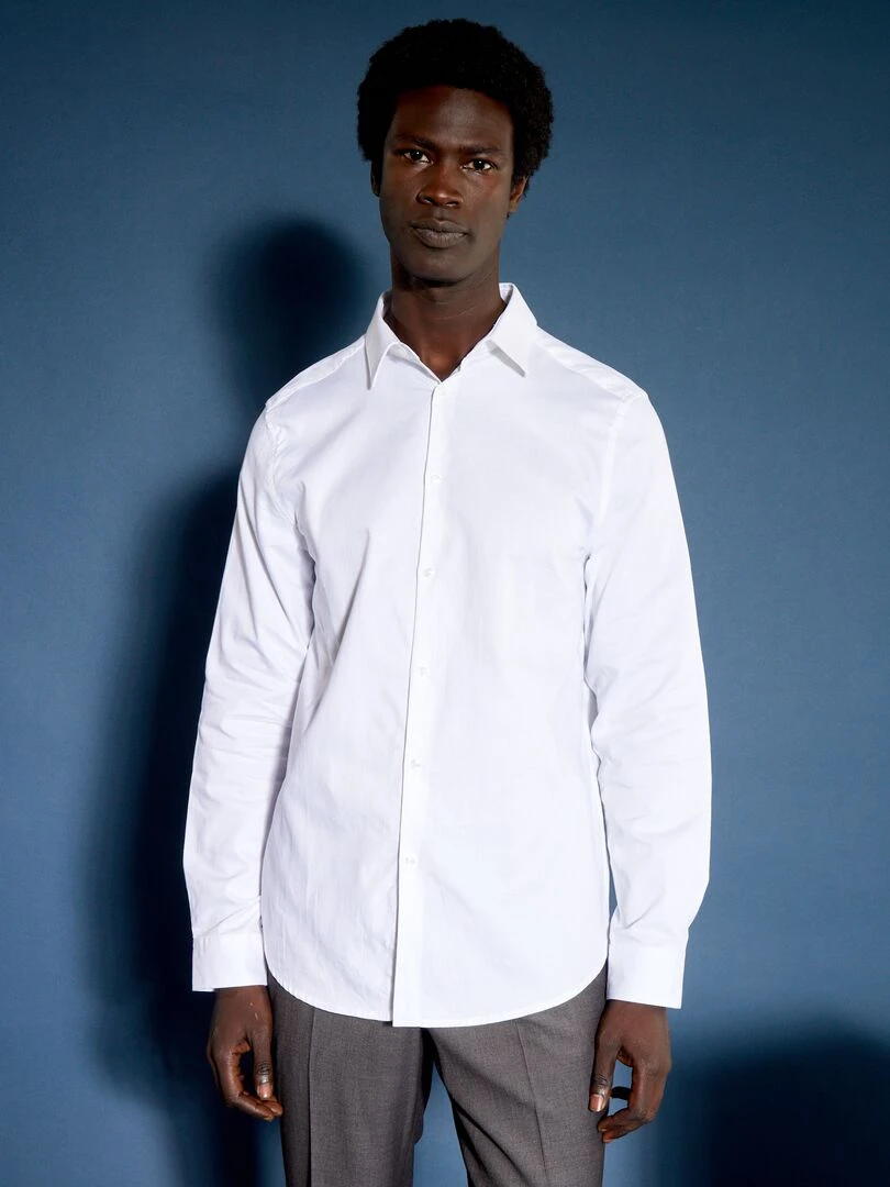Chemise droite unie blanc
