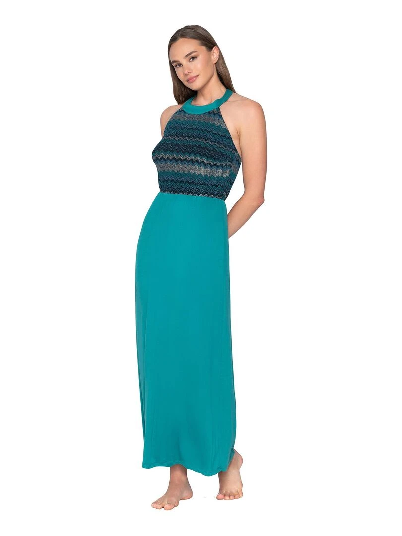 Robe longue estivale dos nu Topaz Vert