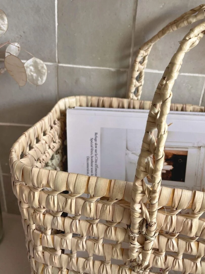 Panier cabas feuilles de palmier Beige clair
