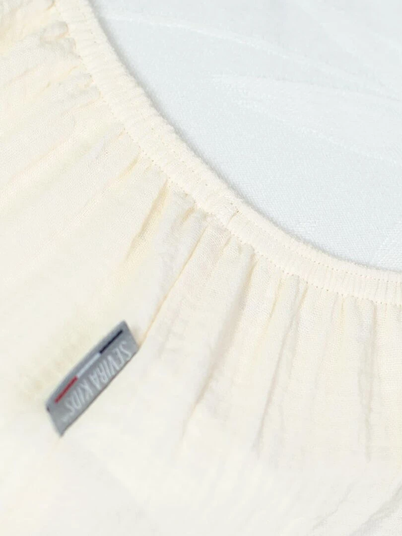 Drap housse uni en gaze de coton Ecru