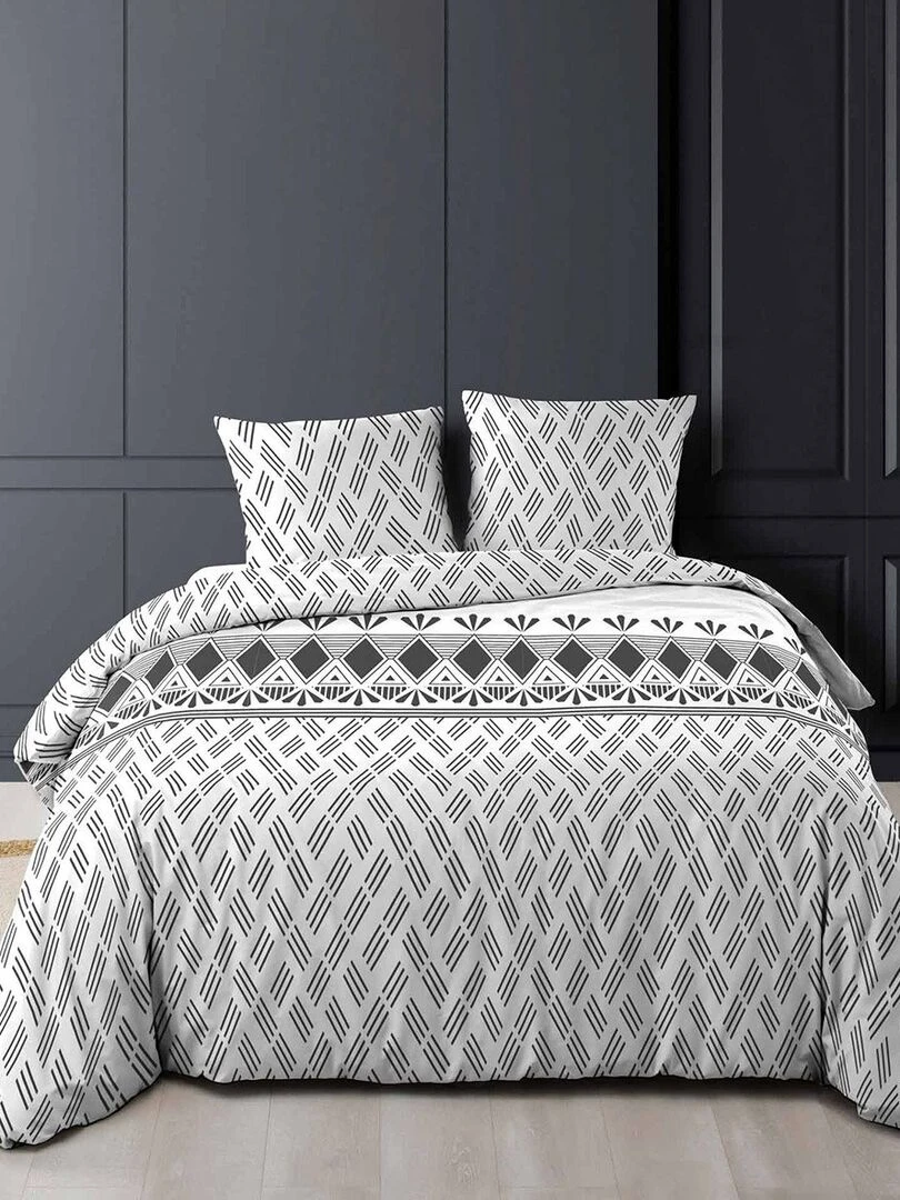 Housse de couette 260x240 + 2 taies Arcadia coton 52 fils Blanc