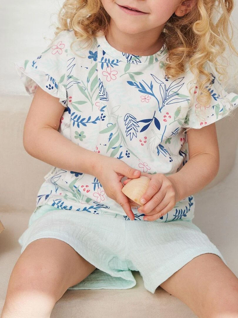 Short bébé en gaze de coton Dahlia   Bleu