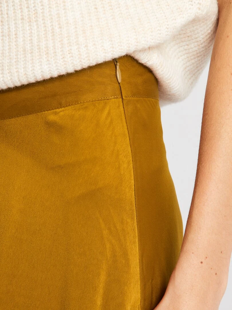 Jupe midi en satin   Camel