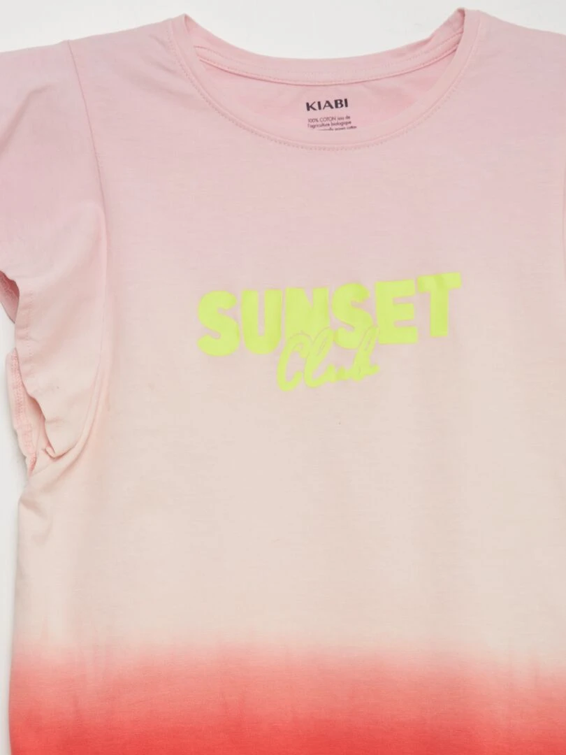 T shirt en maille jersey tie and dye Rose