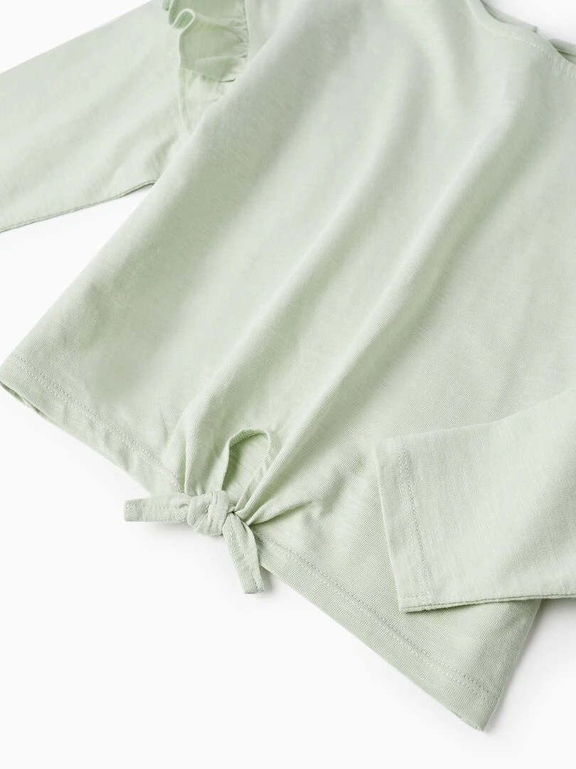 T shirt à manches longues avec volants et nœud pour fille manches longues SICILIAN DAYS   Vert clair
