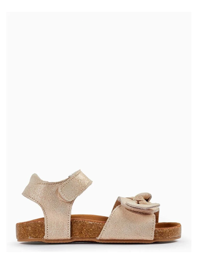 Sandales en cuir avec paillettes et nœud pour bébé fille ATLANTIC COMPANY Rose