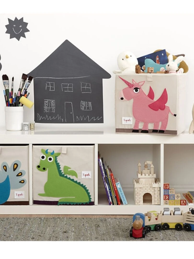 Cube de rangement Paon (33 5 x 33 5 cm)   Bleu