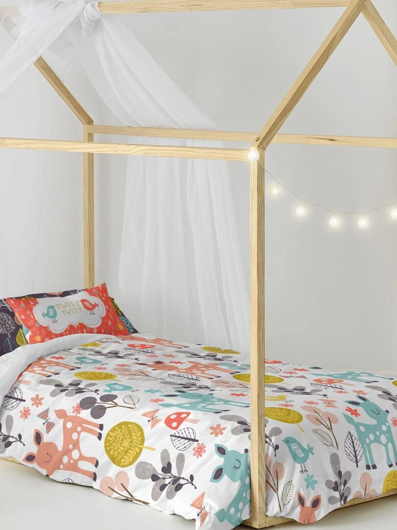 Parure housse de couette 2 pièces Woodland "Happyfriday"   Blanc