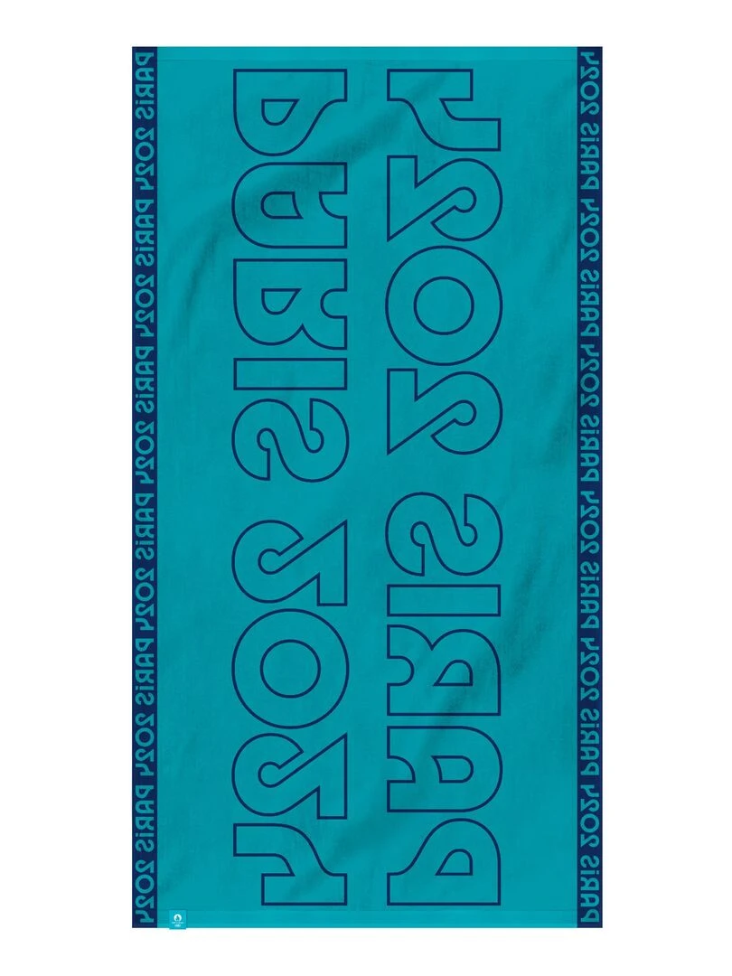 Serviette jacquard 100% coton  PARIS 2024 JEUX OLYMPIQUES TYPOS   Bleu marine