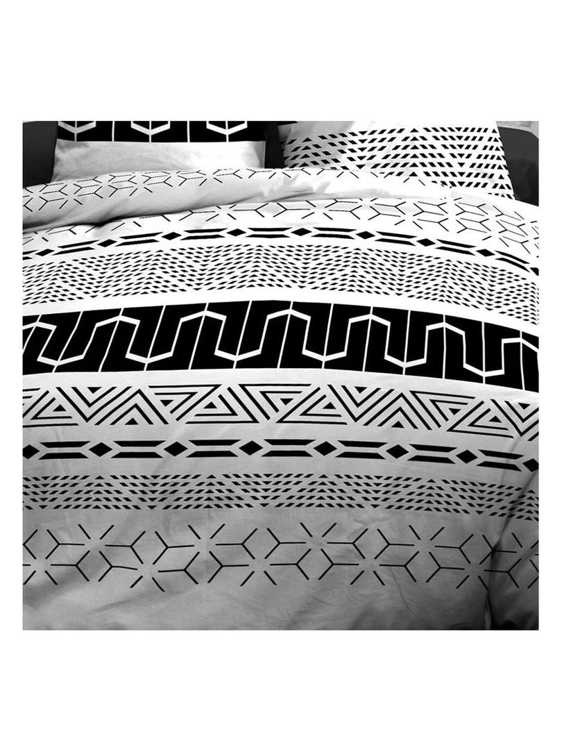 Housse de couette  Graphic + taie(s) 100% coton 57 fils   Noir