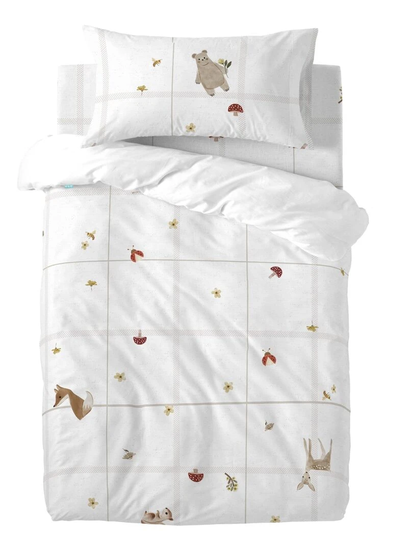 Parure housse de couette 2 pièces Woods animals "Happyfriday"   Blanc