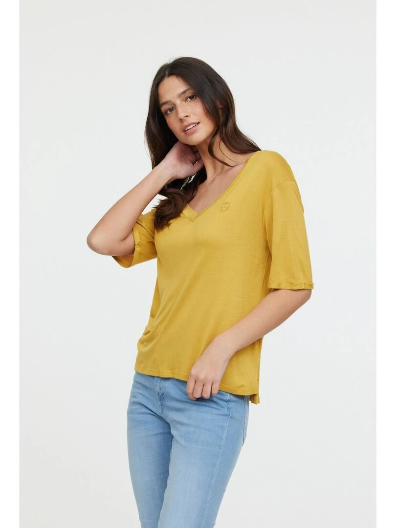 Lee Cooper   T Shirt manches courtes viscose regular ADOUNA M   Jaune
