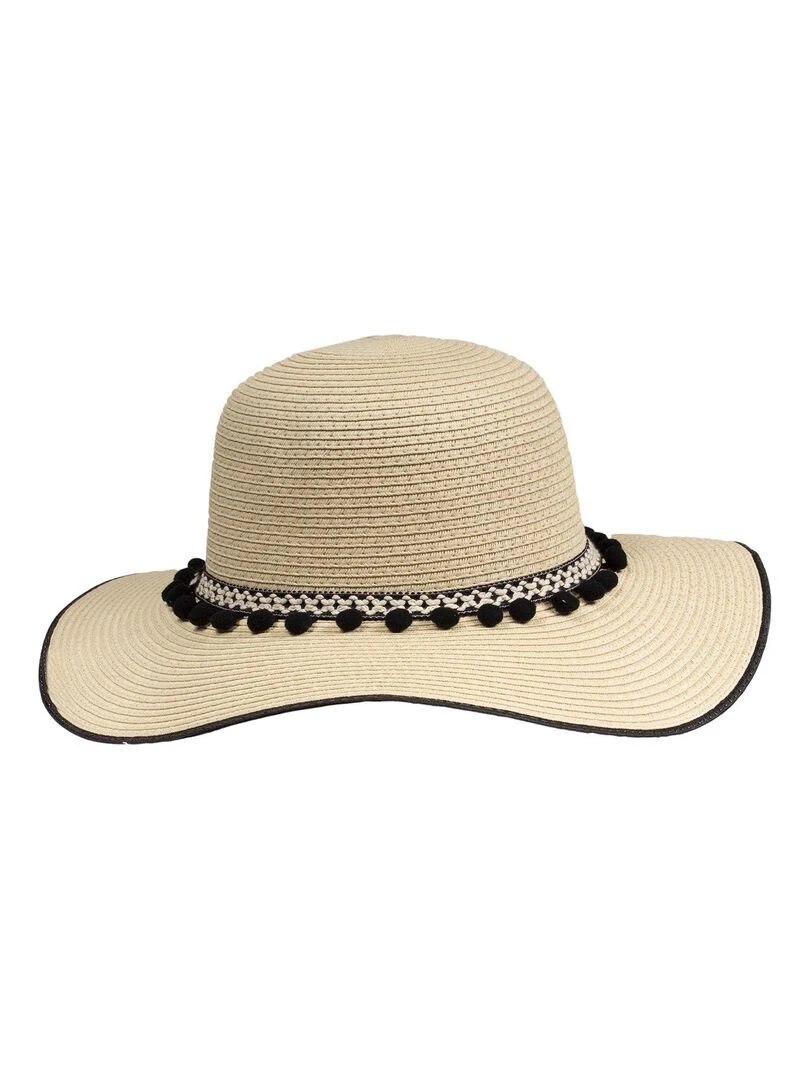 Chapeau Femme Capeline pompons noirs   Noir Noir