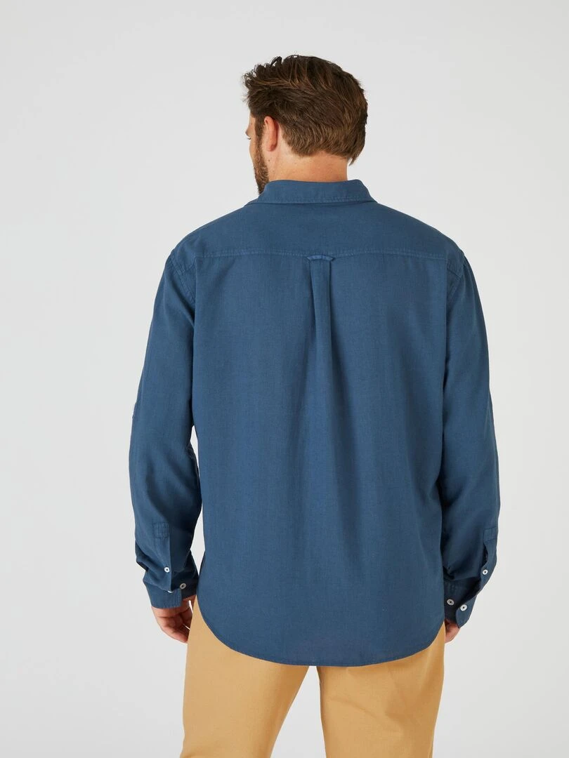 Chemise ample coton/lin  manches longues   Damart   Bleu nuit