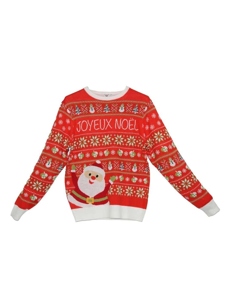 Pull de Noël "Joyeux Noël" 2 Rouge grenat