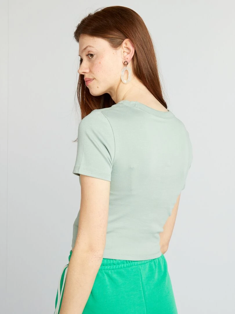 T shirt cropped manches courtes   Vert jade