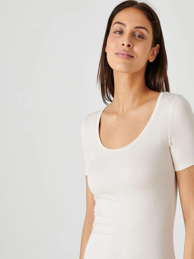 T shirt manches courtes Thermolactyl invisible Damart Beige sable
